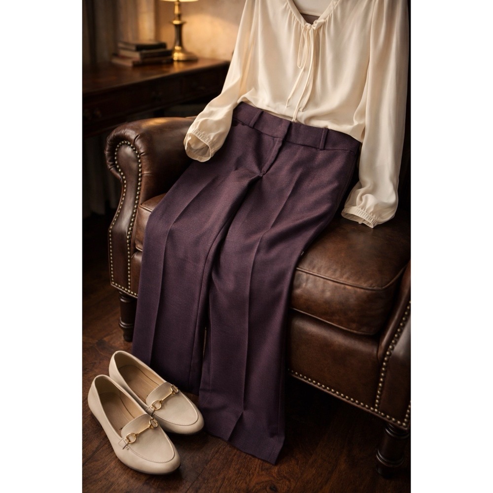 The‎ Limited Cassidy Fit Women's 12 Plum Plaid Dress Pants Straight Leg Career